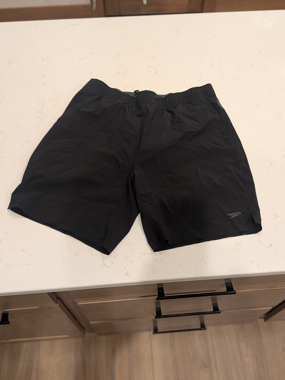 Speedo Black Athletic Swim Shorts with Elastic Waist